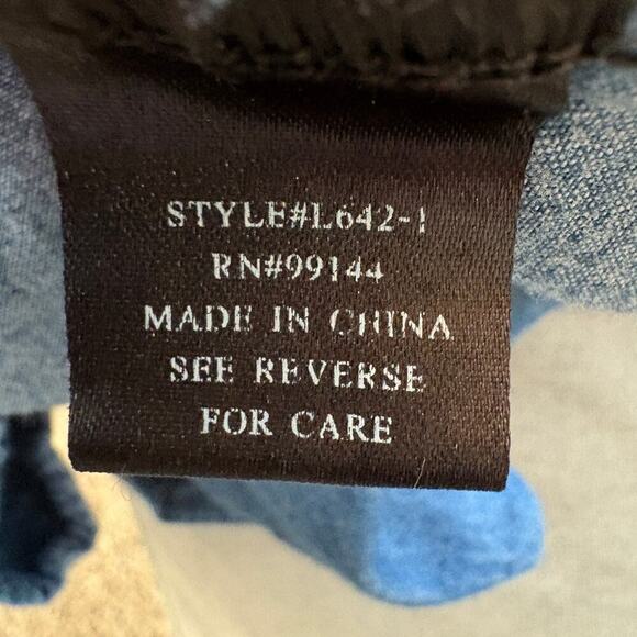 Denim Lapis  smocked maxi dress boho tiered cottagecore prairie L - Picture 10 of 11